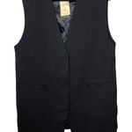 Mango NEW Women Large Black Sleeveless Hidden Button Blazer Vest Photo 0