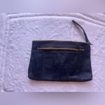 VKK dark blue black leather pouch/wristlet zipper Genuine Leather lightweight Photo 10