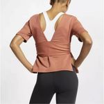 Nike Womens Studio Dri-Fit Short Sleeve Yoga Studio Wrap in Dusty Peach - M Photo 1