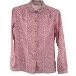 Aaron Ashley floral lace trim high neck Pink Blue Button up Shirt 10 cottage Photo 0