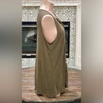 Loft  Olive Green Sleeveless Peplum Top w/Tassel Tie & Yellow Trim - XL - EUC Photo 5