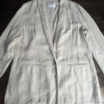 Old Navy  Women's Beige‎ Linen Blend Blazer Open Front Lightweight Jacket Medium Photo 2
