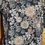 Gudrun Sjoden Top Womens S Cotton Floral Print Flowy shirt bell short sleeve Gray Photo 2