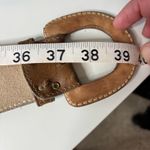 Nordstrom VTG Ostrich Leather Belt Women Size L Brown Wide Buckle Statement Photo 5