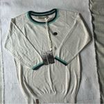 Naketano  White Marble Melange Sweater with Teal Trim Photo 8