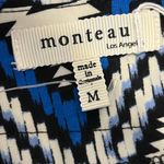 Monteau  Women’s Blue Ikat Print Belted Tie Waist Shorts Size M Photo 2