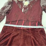 Free People Marlie Lace Mini Dress Velvet Sheer Garnet Bell Sleeve Small NEW Photo 10