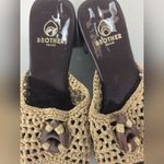 Brother Vellies Women's Aquarius Clogs Sz 5 slip on heel crochet boho wooden Brown Photo 4