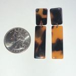Tortoise Shell Color Lucite Retro Boho Dangle Earrings Black Photo 2