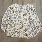 st. john's bay St. John’s Bay Women’s Cream Floral Blouse Size Large Photo 0