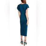 Betsey Johnson  Mini Rib Flutter Sleeve Midi with Ruched Slit sz XS Blue Saphire Photo 1