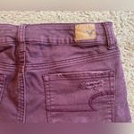 American Eagle  Outfitters Maroon Red Denim Distressed Stretch Shortie Jean Short Photo 7