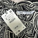 ZARA Black Beige Floral Paisley Button Up Tie Belt Fit Flare Shirt Dress Small Photo 9