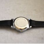 Source Unknown Minimalist Blue Face Silver Tone Black Patten Leather Band New Battery Watch Photo 3