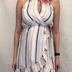 Harper Heritage Womens Faux Wrap Striped Dress M Med Medium Multicolor High Neck White Photo 0