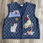 Vintage Napa Valley 2X Cat Sweater Vest Embroidered Grandmacore 90s Photo 0