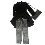 Lady Fashion Vintage Gun Metal Spanish Lamb Skin Napa Pants Size Small Photo 1