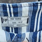 Free People  Blue and White Striped Straight Leg Jeans Photo 1