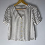Madewell Plaza Short Sleeve Button Down Linen Blend Stripe Top XXS Photo 0