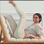 Anthropologie Saturday Sunday Rainbow Stripe Knit Lounge Pants Small Photo 2