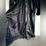 Vintage 80s Pelle Black Leather Trench Coat Shoulder Pads Suede Embossed Trim M Size M Photo 7