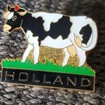 Black & White Vintage Black White Enamel Dairy Cow Lapel Hat Tie Pin Holland Brooch 1" Pinback Photo 0