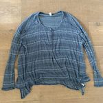 Free People we the  blue striped henley slinky hacci long sleeve top Photo 1
