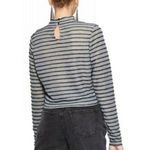 Wild Fable Women Size Medium Gray Stripe Long Sleeve Crop Top Photo 1