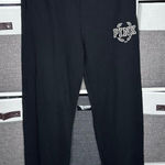 PINK - Victoria's Secret  Black Embroidered Sweat Suit Set Size S/M Photo 0