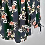 Justify  | Peach Black Floral Smocked Tie Sleeve On Off Shoulder Blouse | Medium Photo 2