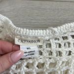 White Crochet Fringe Long Sleeve Top Size M Photo 4