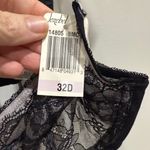 Jezebel  Black Lace Bra with Pink Bow 32D Read Description Photo 3