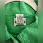 Chico's 100% Linen Button Down Shirt Jacket Sz 2 US L Kelly Green Long Sleeve Photo 12