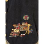 Casey & Max Vintage Sz Large Velvet Vest w/ Christmas Scene Cat napping by fire Photo 1