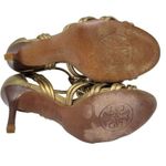 Tory Burch Constance Gold Strappy Sandal Braided Leather Stacked Wood Heel 7.5 M Photo 9