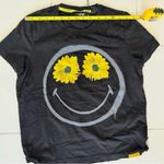 Desigual  Black Tee with Sunflower Smiley Size Medium Photo 1