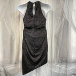 Forever 21 + Black Glitter Halter Dress 3X Shimmer Sparkle Asymmetrical Photo 3
