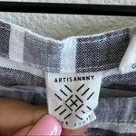 Artisan NY 100% Linen Boxy Blue Gray Striped Top Large Photo 1