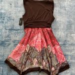 BCX Brown Pink Handkerchief Hem Sleeveless Mini Dress Size 5 Photo 3