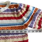 Suncoo Panaca Multicolor Striped Knit Puff Sleeve Crewneck Sweater Size Small White Photo 9