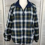 Catalina  Vintage Women's Full Zip Windbreaker Green/Blue Plaid-Large Photo 0