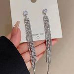 925 Silver Plated CZ Cubic Zirconia Long Dangle Drop Earrings for Women Photo 2