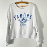 Disney 's Aristocats J'Adore Paris Juniors' Cropped Embroidered Pullover NWT L Photo 3