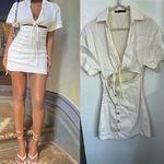ZARA  Short Linen Blend Dress With Cut-Out Oyster White 4661/145 size XS Photo 1
