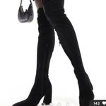 ASOS  Keely Black Faux Suede Block Heel Over The Knee Boots Photo 0