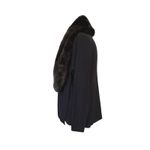 H by Halston Silk Cashmere Blend Black Knit Cardigan XL Faux Fur Collar Luxury Photo 2