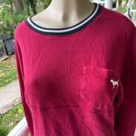 PINK - Victoria's Secret Victoria’s Secret PINK Crimson Red Varsity Crew French Terry Pullover Sweatshirt Photo 0