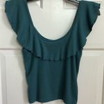 BP Nordstrom Ruffle Ribbed Sleeveless Casual Tank Top Small Women’s Teal Blue Photo 2
