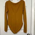 Free People  Sloane Bodysuit Long Sleeve Snap V Neck Ribbed Amber Size L Mustard Photo 4