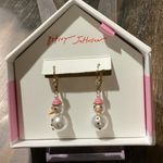 Betsey Johnson  Pink Hat Snowman Earrings Photo 0